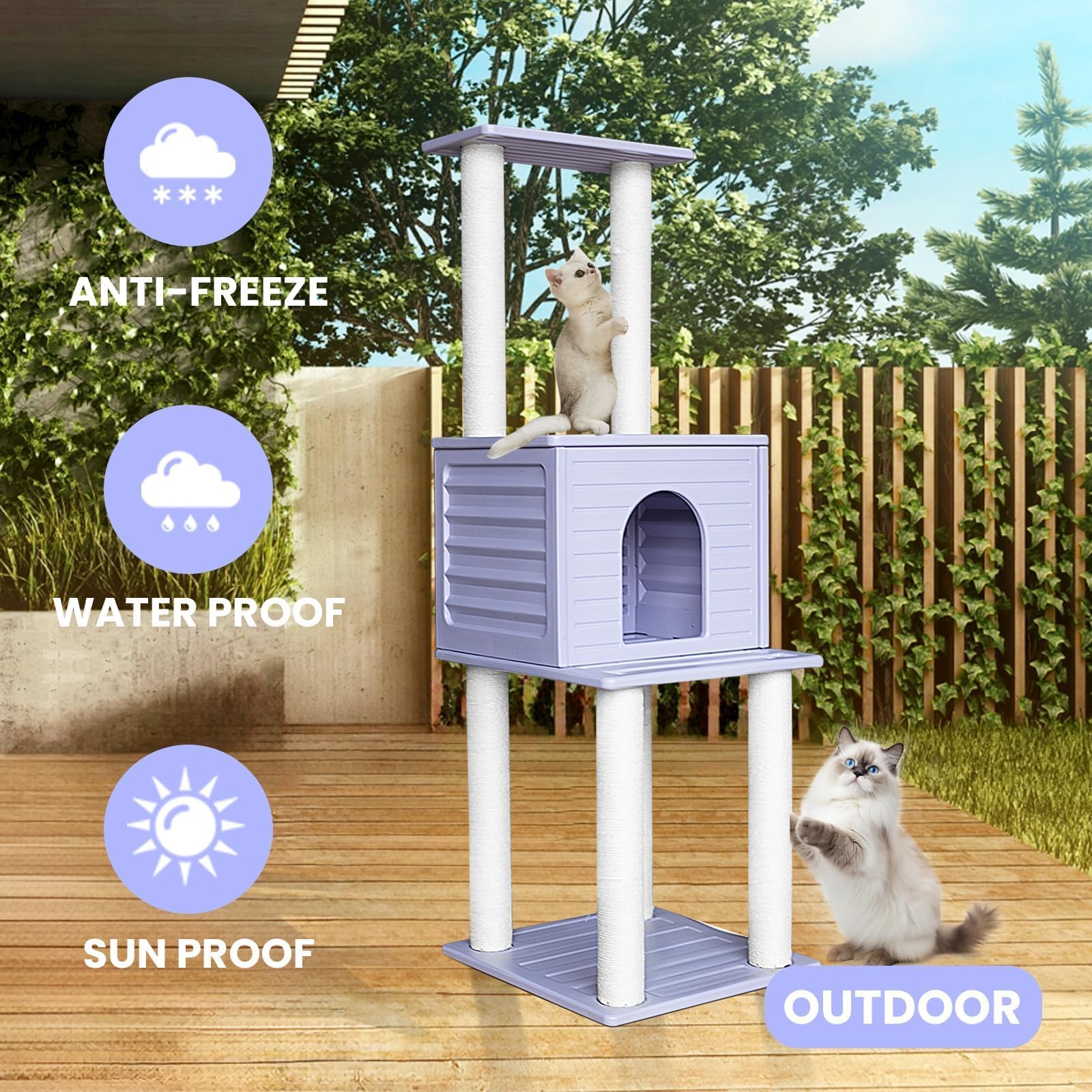Amazon | MAOHEGOU 62インチ 屋内外キャットツリータワー キャット